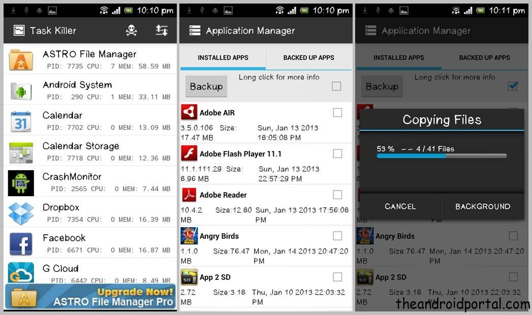astro file manager - Task Killer App manager