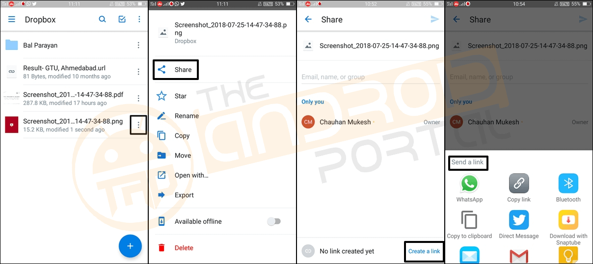 Share Files via Link in Dropbox - Theandroidportal.com