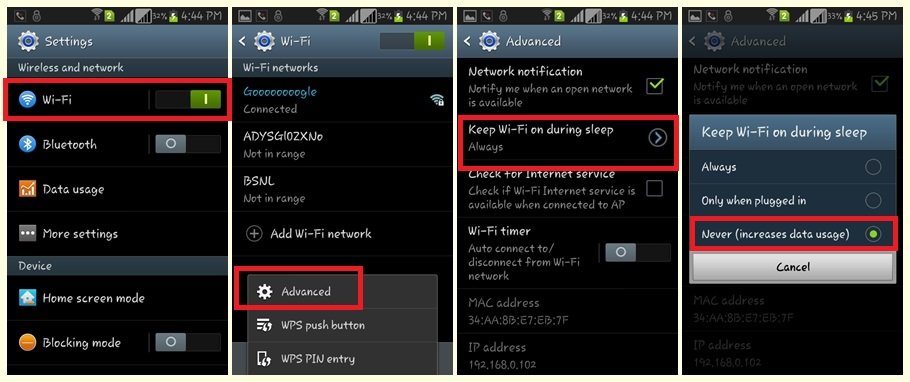 WiFi Auto Turn Off setting for android smartphone