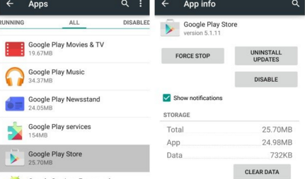 Uninstall updates in Google Play Store