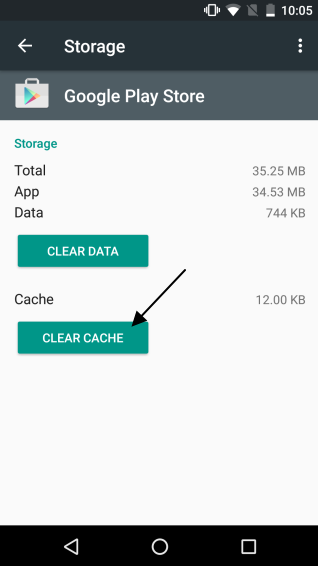 Clear the cache from the Google Play Store