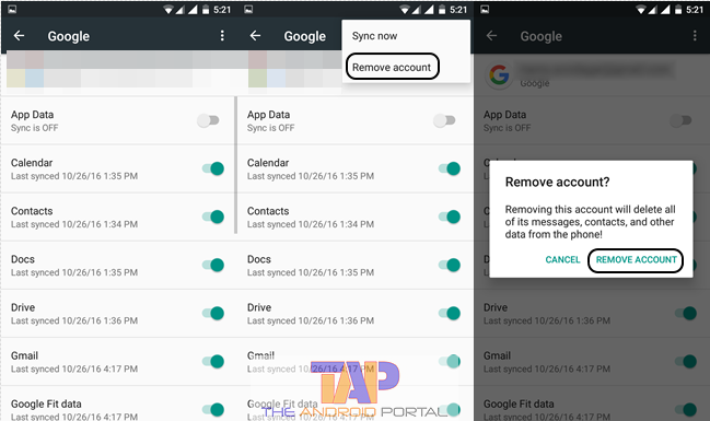 how to reset google account on android