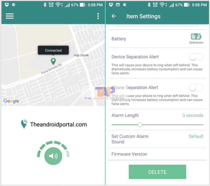 Trackr Connected with Android
