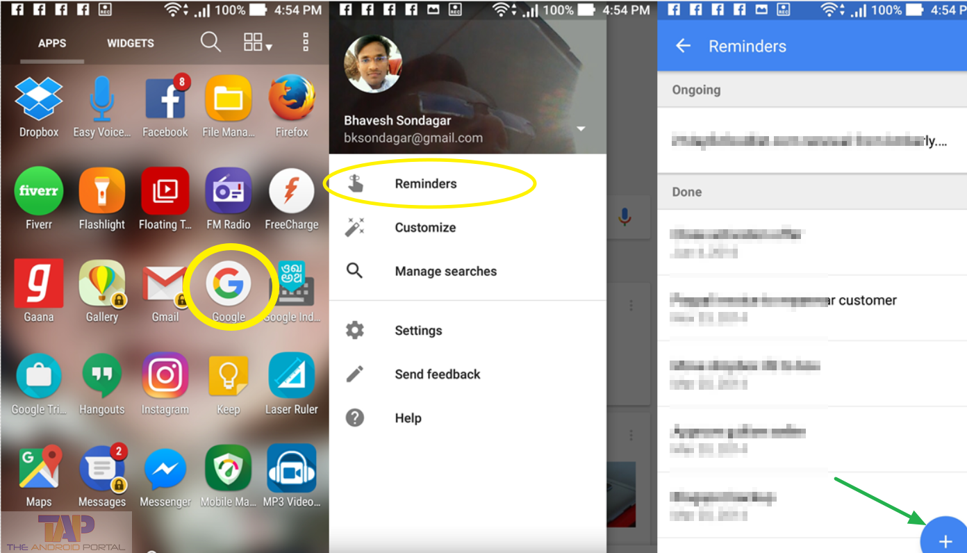 Google Now Reminders Option