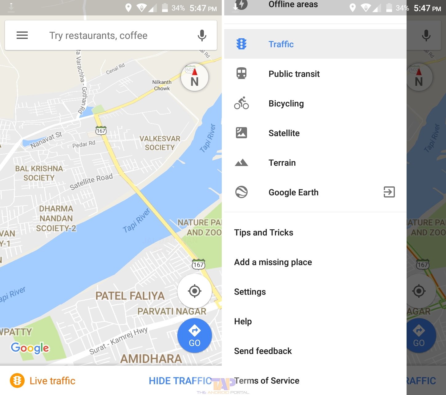 delete google maps history on android