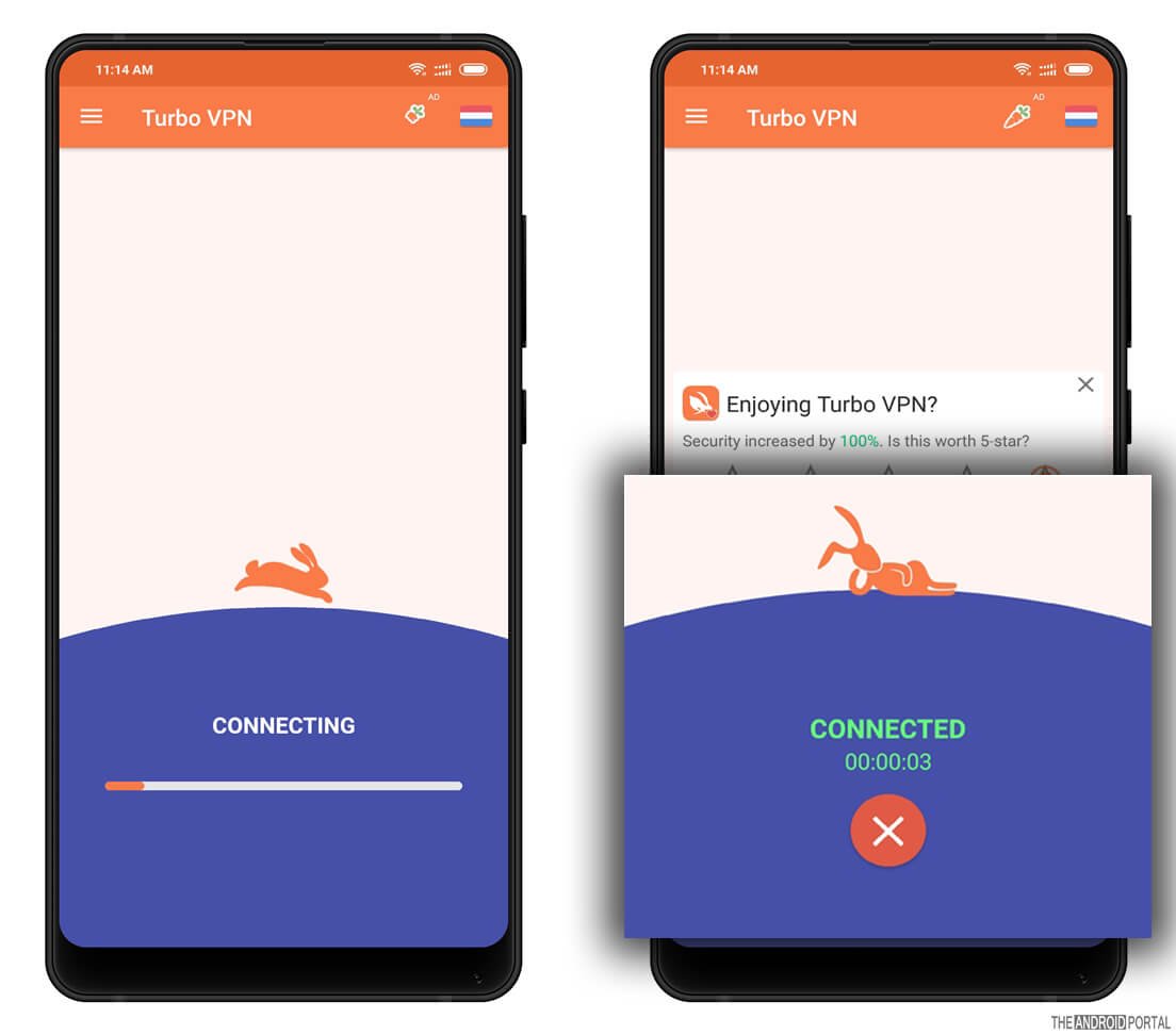 Turbo VPN connected - theandroidportal.com