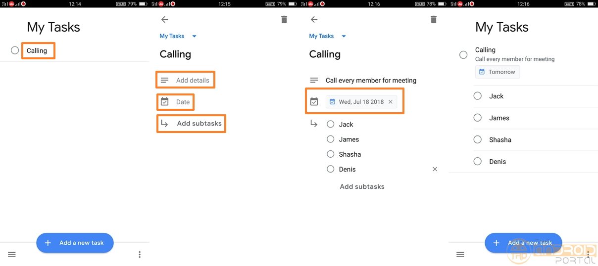 Add Details and Date in the added task