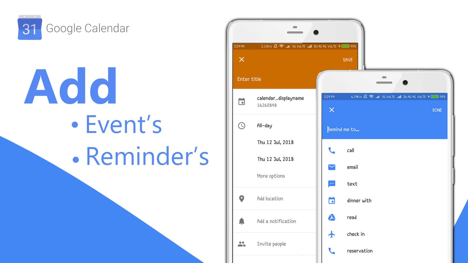 How to add Events and Reminders to Google Calendar for Android