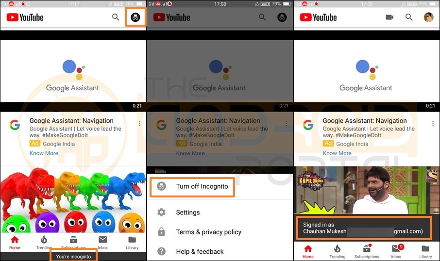 How to Gone YouTube Incognito Mode on Android 1 - theandroidportal.com