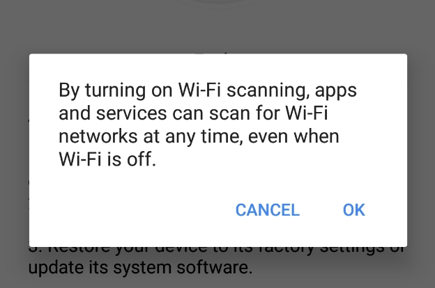Annoying wifi scanning popup on Huawei Devices