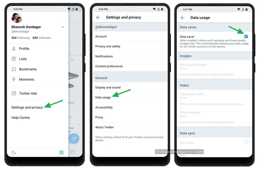Enable Data Saver Mode on Twitter