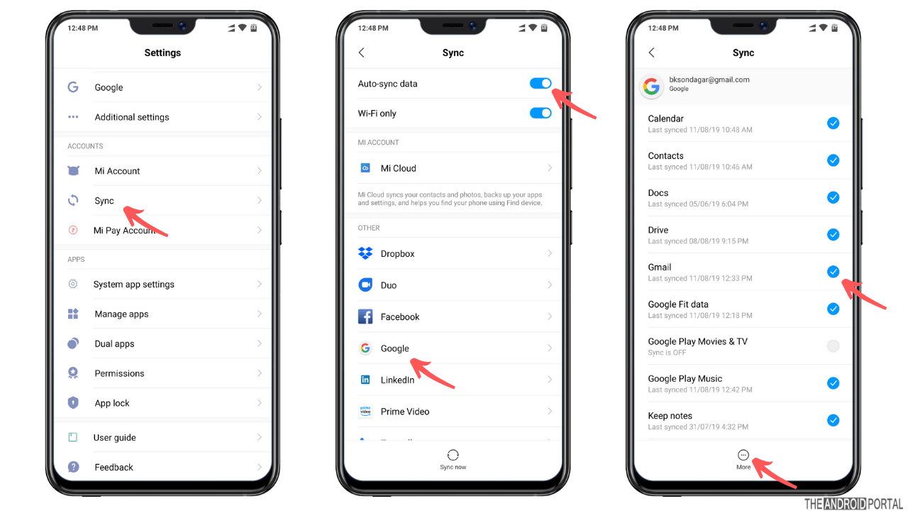 Where is Gmail sync settings?