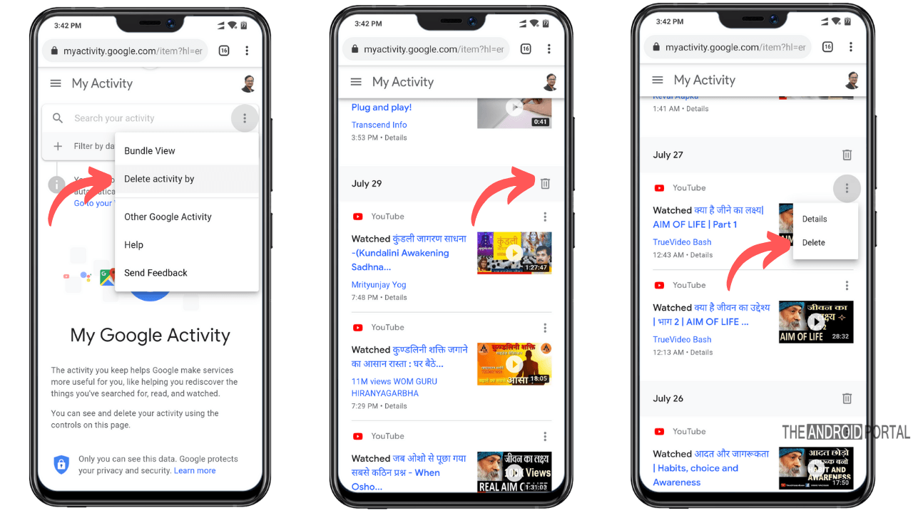 Delete Google Account Activity on Android