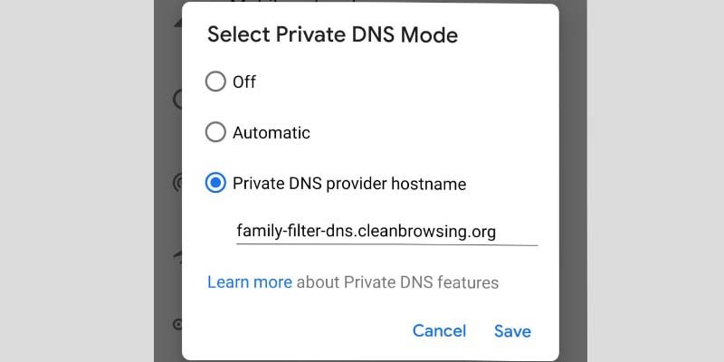 Private DNS Mode Android