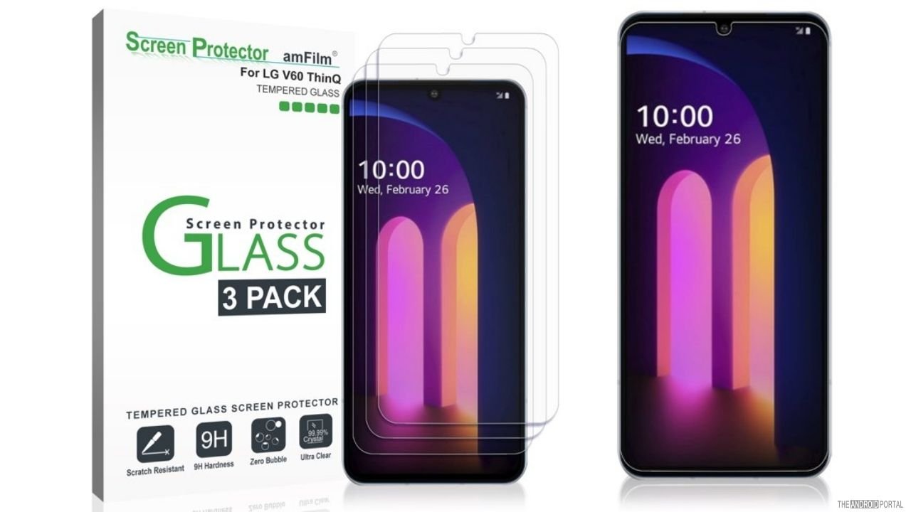 AmFilm case-friendly tempered glass screen protector for LG V60