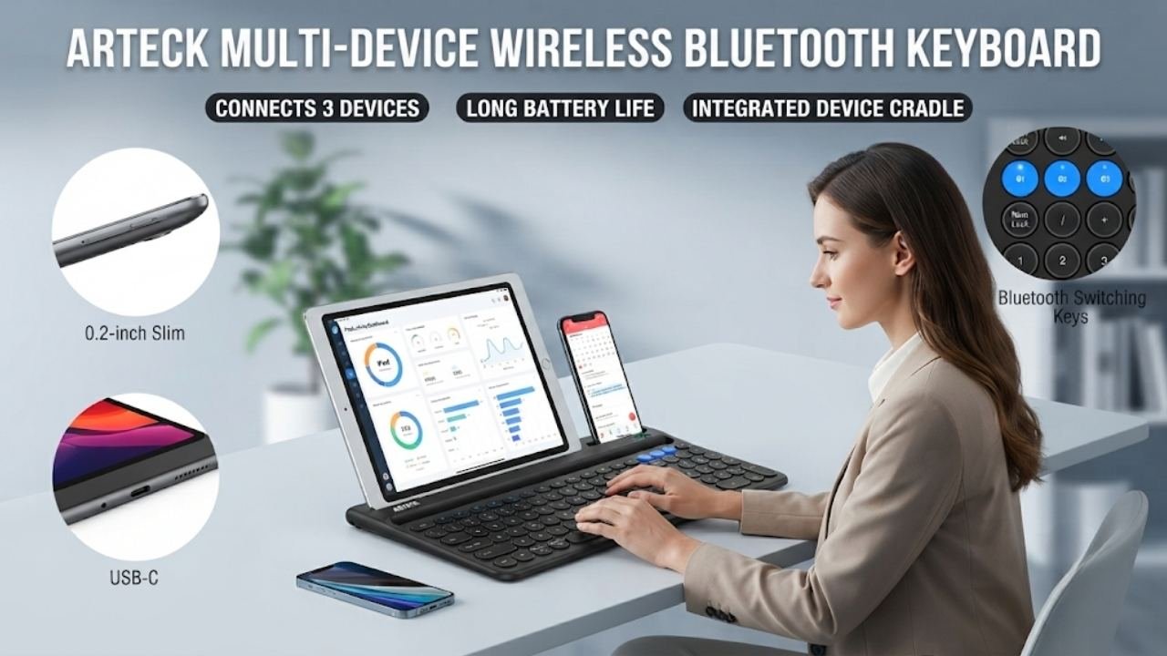 Arteck Multi-Device Wireless Bluetooth Keyboard
