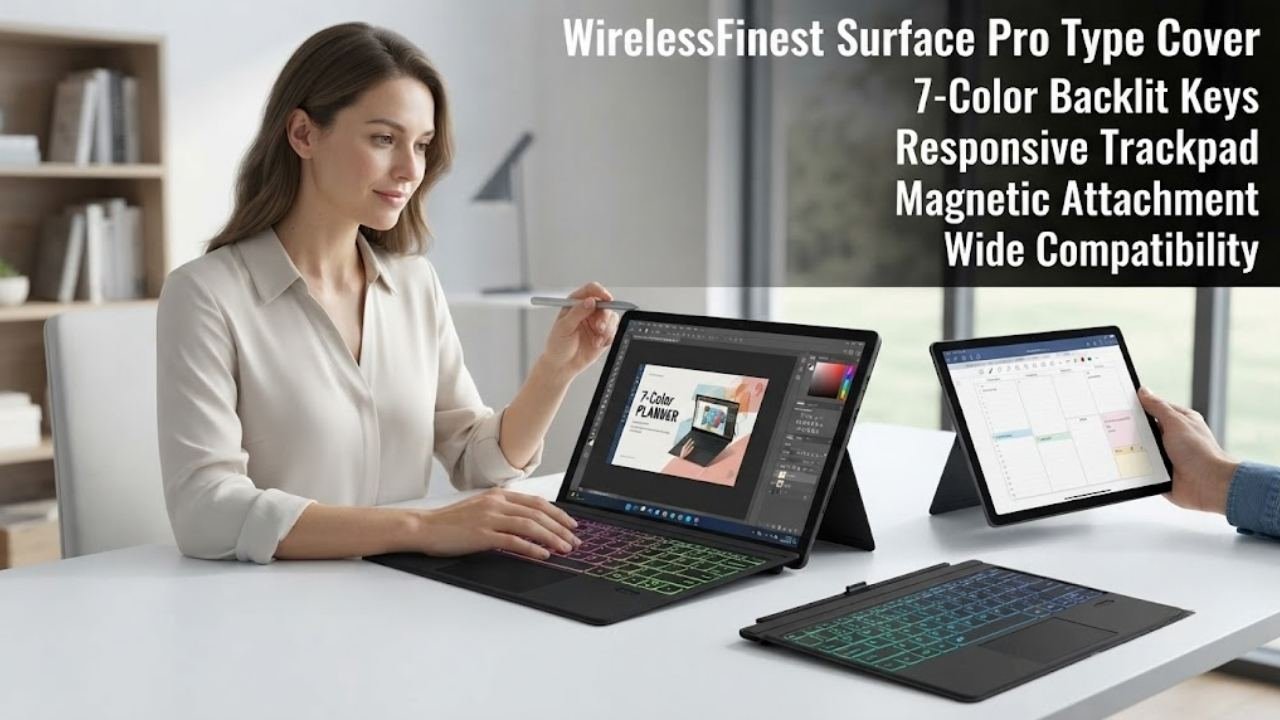 WirelessFinest Surface Pro Type Cover with 7-Color Backlit