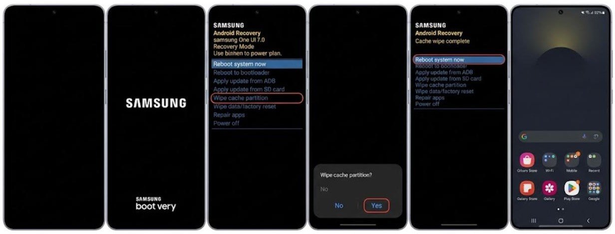 Fix 1 — Samsung - Clear the System Cache Partition