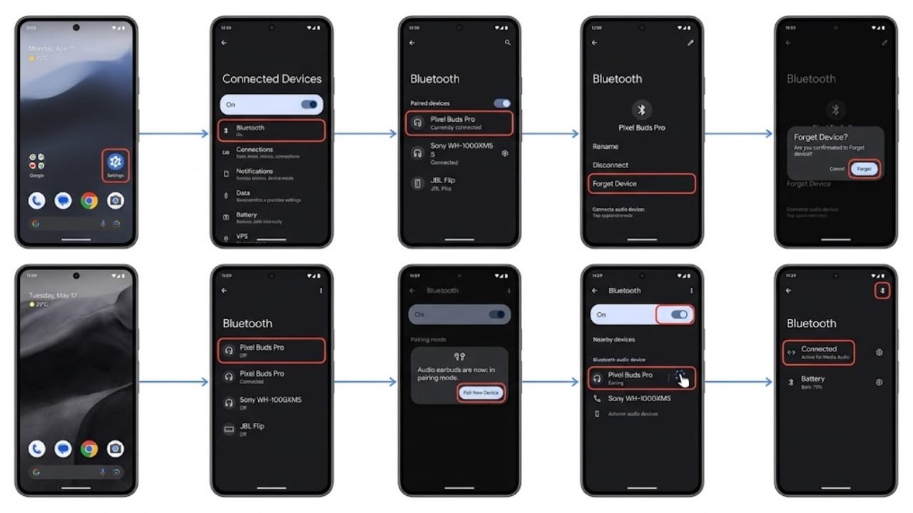 Fix 1 — Unpair and Re-Pair the Bluetooth Device