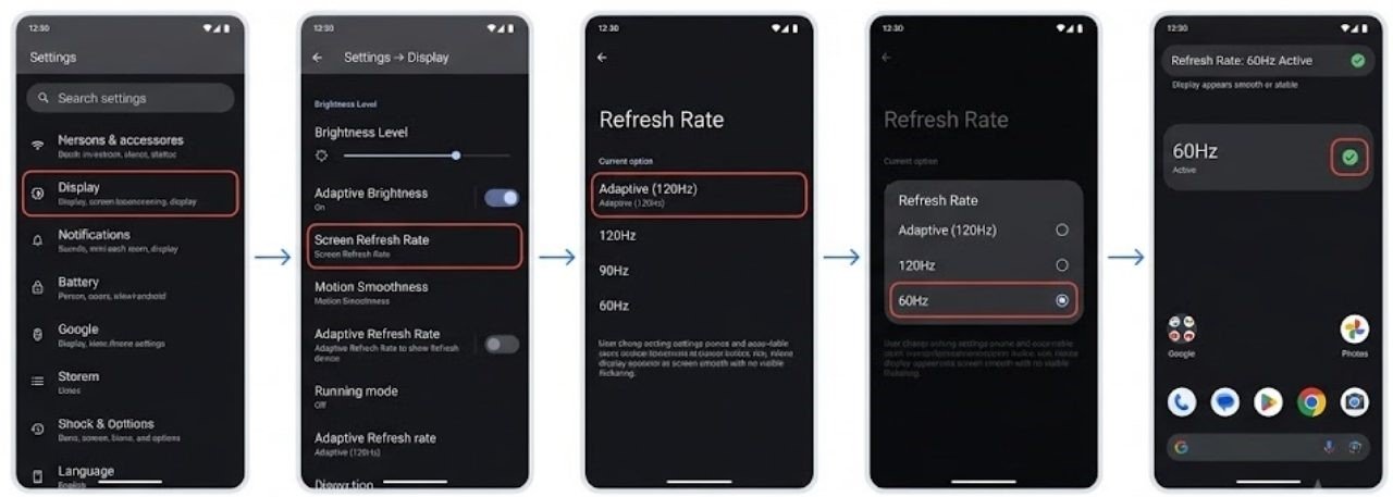 Fix 3 — Check and Adjust Refresh Rate Settings - Android Screen Flickering Issue