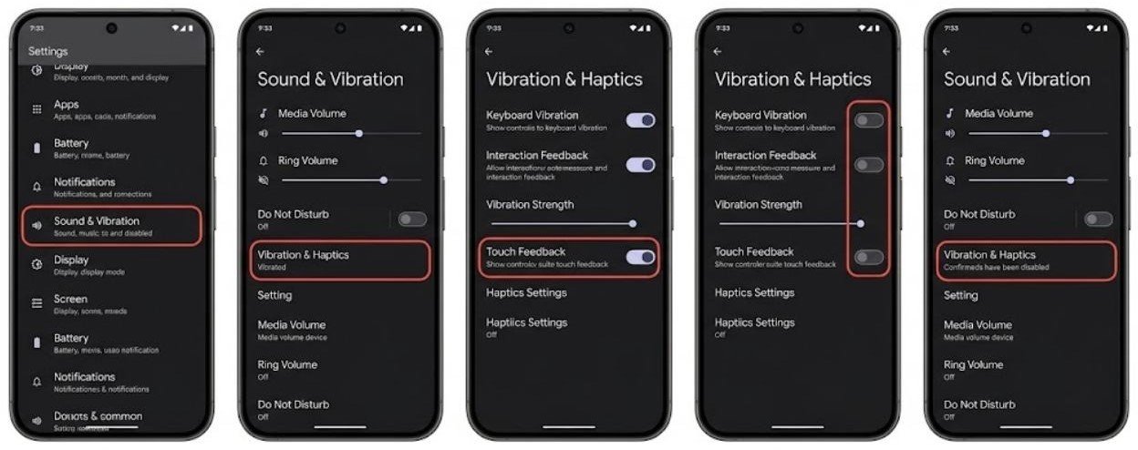Fix 3 — Disable Haptic Feedback for System Interactions