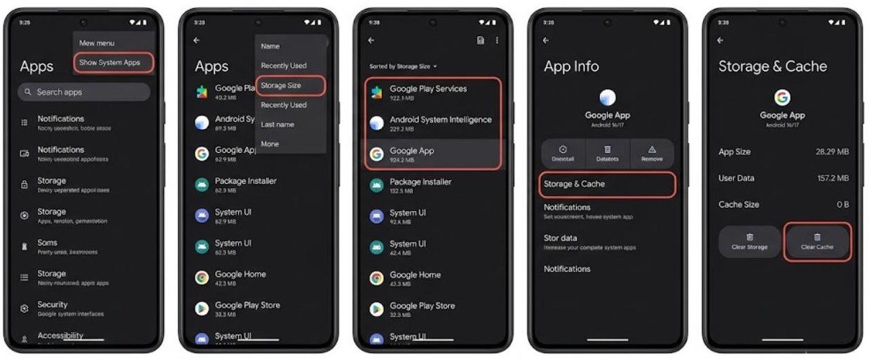 Fix 4 — Clear System App Data and Caches