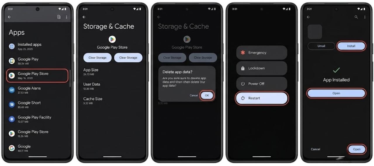 Fix 5 — Cache clearing does not work, clear Play Store data - Clear Google Play Store Cache and Data