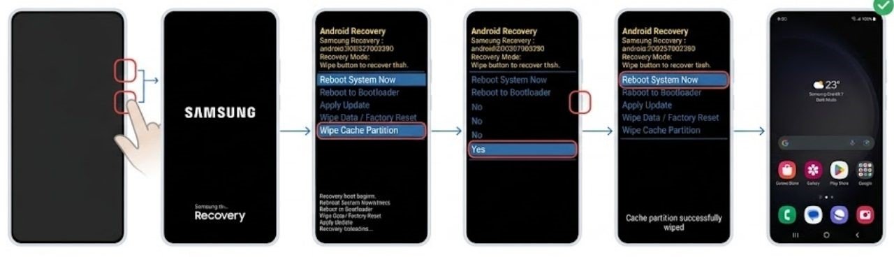 Fix 6 — Samsung - Clear the System Cache Partition - Android Screen Flickering Issue