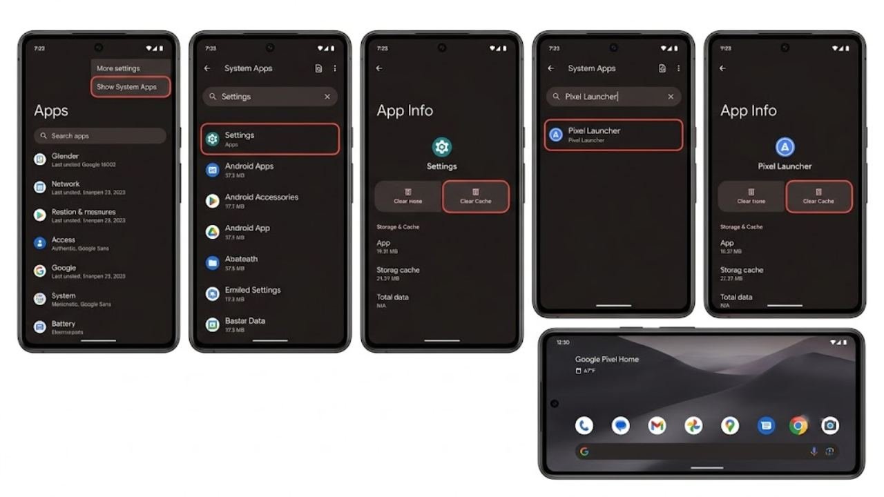 Fix 7 — Also clear cache for rotation-related apps - Clear System Cache and App Cache