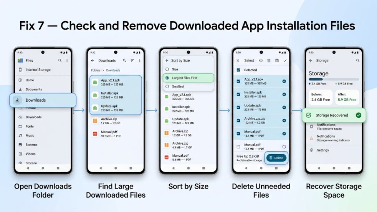 Fix 7 — Check and Remove Downloaded App Installation Files