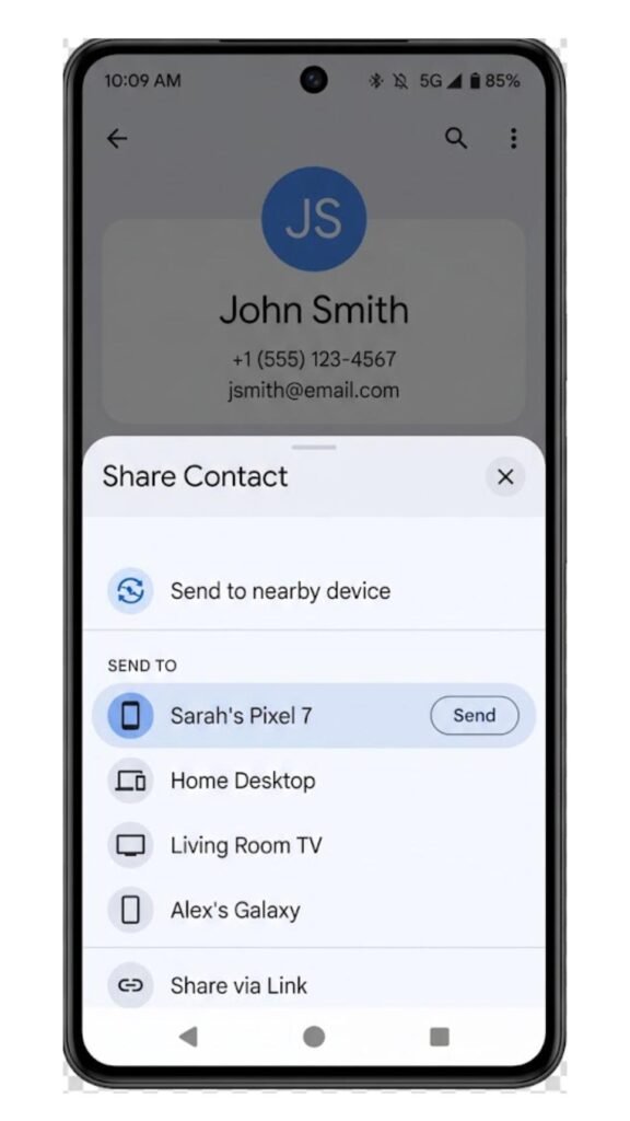 Contacts-What You Can Share Using Nearby Share