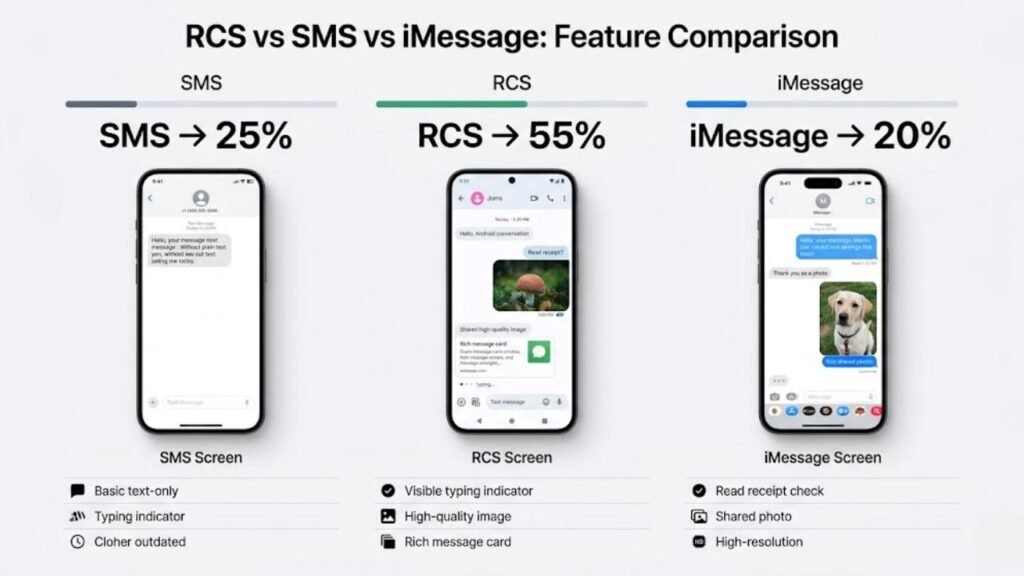 RCS vs SMS vs iMessage Full Comparison
