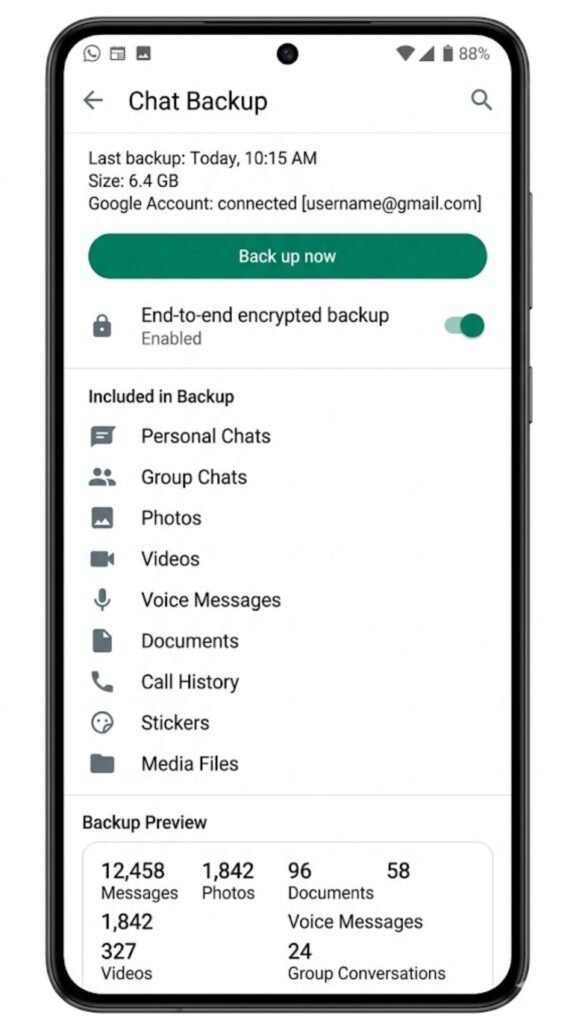 What WhatsApp Backup Captures