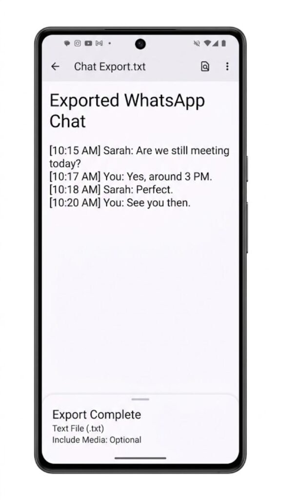 What WhatsApp Export Chat Captures